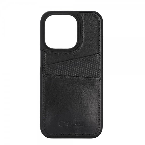 Krusell iPhone 14 Pro Deksel Leather CardCover Svart