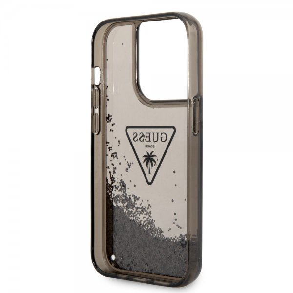 Guess iPhone 14 Pro Deksel Liquid Glitter Translucent Svart