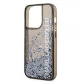 Karl Lagerfeld iPhone 14 Pro Deksel Liquid Glitter Translucent Svart