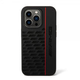 AMG iPhone 14 Pro Deksel Liquid Silicone Carbon Pattern Svart