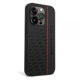 AMG iPhone 14 Pro Deksel Liquid Silicone Carbon Pattern Svart