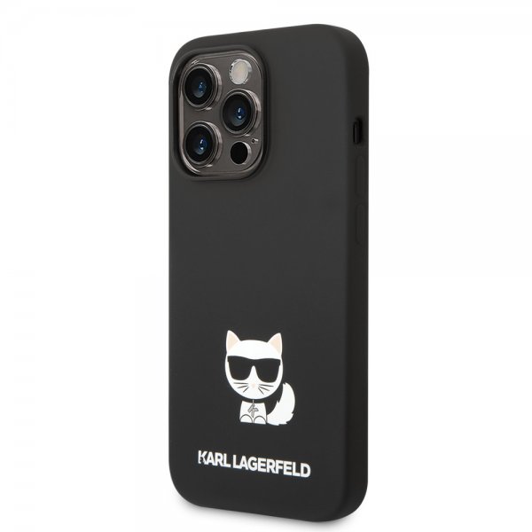 Karl Lagerfeld iPhone 14 Pro Deksel Liquid Silicone Choupette Svart
