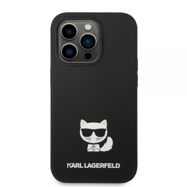Karl Lagerfeld iPhone 14 Pro Deksel Liquid Silicone Choupette Svart
