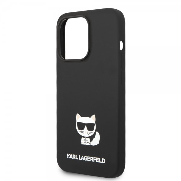 Karl Lagerfeld iPhone 14 Pro Deksel Liquid Silicone Choupette Svart