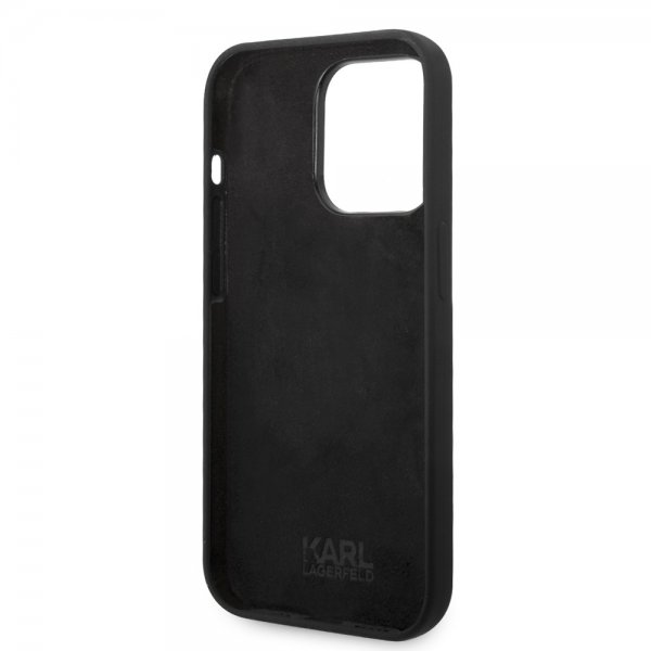 Karl Lagerfeld iPhone 14 Pro Deksel Liquid Silicone Choupette Svart