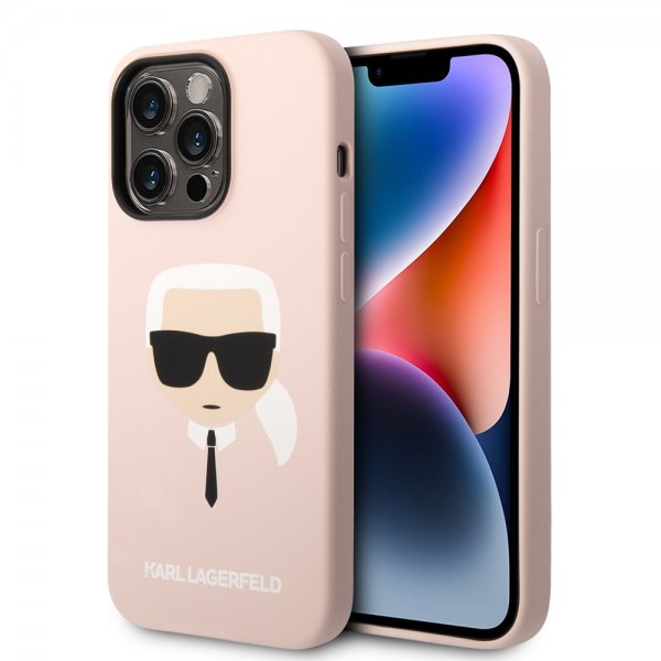 Karl Lagerfeld iPhone 14 Pro Deksel Liquid Silicone Karl Rosa