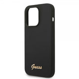 Guess iPhone 14 Pro Deksel Liquid Silicone Metal Logo Svart