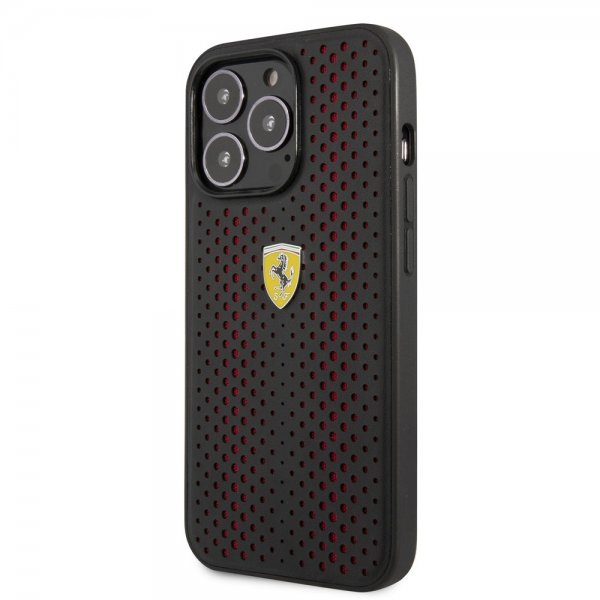 Ferrari iPhone 14 Pro Deksel Logo Perforert Rød