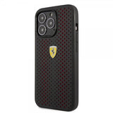 Ferrari iPhone 14 Pro Deksel Logo Perforert Rød
