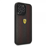 Ferrari iPhone 14 Pro Deksel Logo Perforert Rød