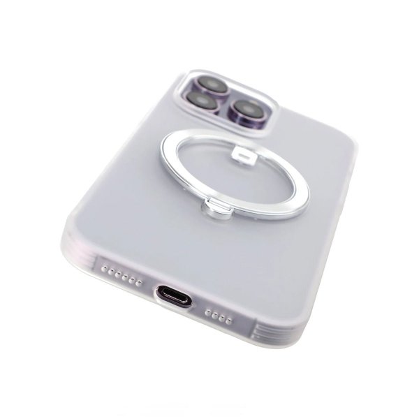 Rvelon iPhone 14 Pro Deksel MagSafe Ring Hvit