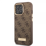 Guess iPhone 14 Pro Deksel Metal Plate Logo MagSafe Brun