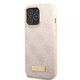 Guess iPhone 14 Pro Deksel Metal Plate Logo MagSafe Rosa