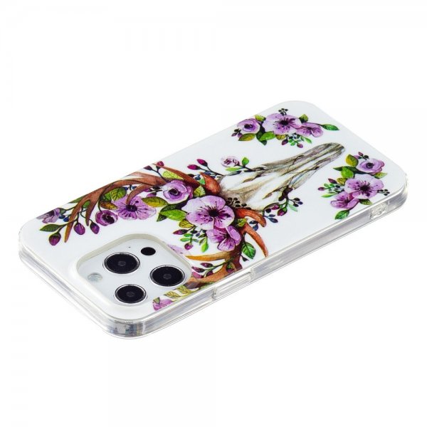 iPhone 14 Pro Deksel Motiv Blomster Og Hjort