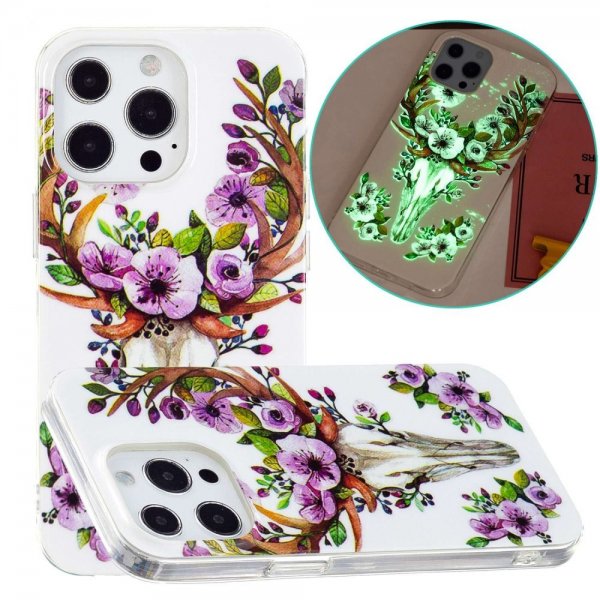 iPhone 14 Pro Deksel Motiv Blomster Og Hjort