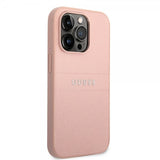 Guess iPhone 14 Pro Deksel Saffiano Metal Logo Stripes Rosa