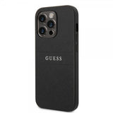 Guess iPhone 14 Pro Deksel Saffiano Metal Logo Stripes Svart