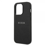 Guess iPhone 14 Pro Deksel Saffiano Metal Logo Stripes Svart