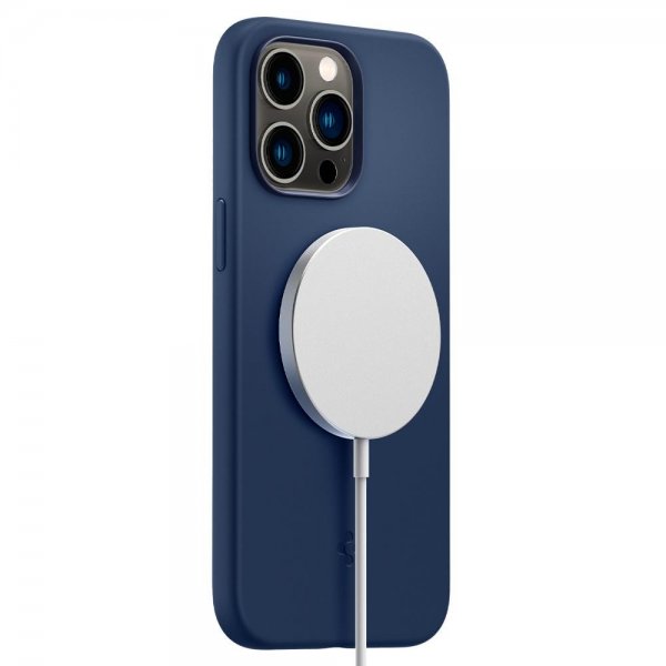 Spigen iPhone 14 Pro Deksel Silicone Fit MagFit Navy Blue