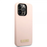 Guess iPhone 14 Pro Deksel Silicone Metal Plate MagSafe Rosa