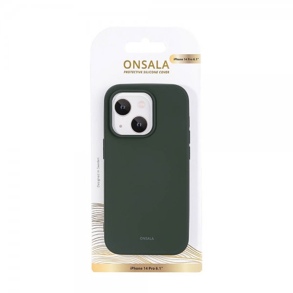 Onsala iPhone 14 Pro Deksel Silikon Olive Green