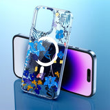 iPhone 14 Pro Deksel Spring Series MagSafe Blåa Blomster