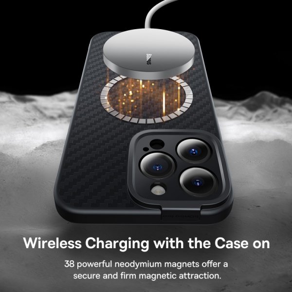 Baseus iPhone 14 Pro Deksel Synthetic Fiber MagSafe Svart