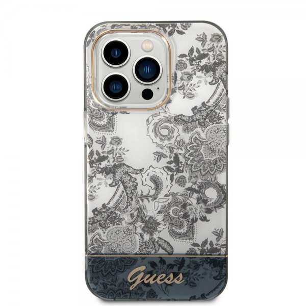 Guess iPhone 14 Pro Deksel Toile de Jouy Grå