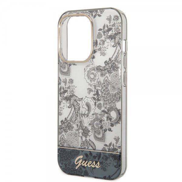 Guess iPhone 14 Pro Deksel Toile de Jouy Grå