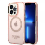 Guess iPhone 14 Pro Deksel Translucent MagSafe Rosa