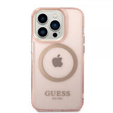 Guess iPhone 14 Pro Deksel Translucent MagSafe Rosa