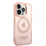 Guess iPhone 14 Pro Deksel Translucent MagSafe Rosa