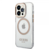 Guess iPhone 14 Pro Deksel Transparent MagSafe Gull Transparent