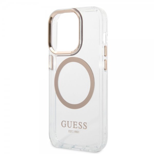 Guess iPhone 14 Pro Deksel Transparent MagSafe Gull Transparent