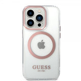 Guess iPhone 14 Pro Deksel Transparent MagSafe Rosa Transparent