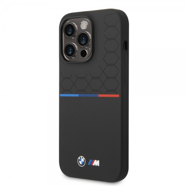 BMW iPhone 14 Pro Deksel Tricolor Line & Logo Svart
