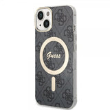 Guess iPhone 14 Deksel 4G Pattern MagSafe Svart