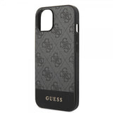 Guess iPhone 14 Deksel Bottom Stripe Metal Logo Grå