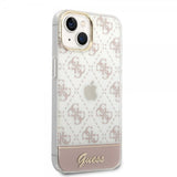Guess iPhone 14 Deksel Bottom Stripe Script Logo Rosa