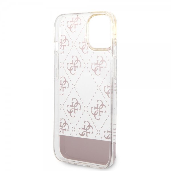 Guess iPhone 14 Deksel Bottom Stripe Script Logo Rosa
