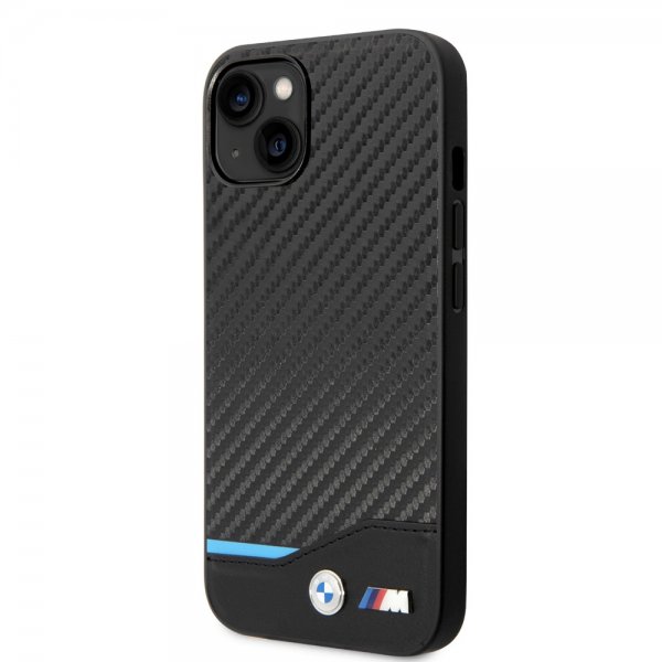 BMW iPhone 14 Deksel Carbon Effect Printed Logo Svart