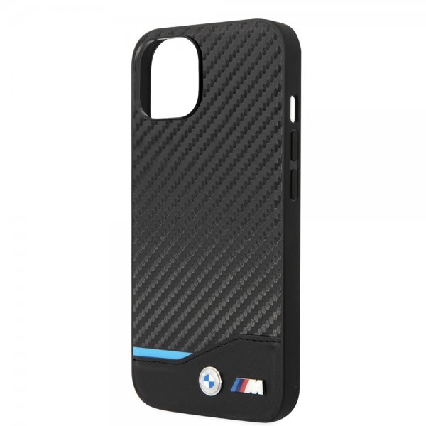 BMW iPhone 14 Deksel Carbon Effect Printed Logo Svart