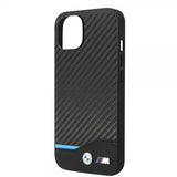 BMW iPhone 14 Deksel Carbon Effect Printed Logo Svart