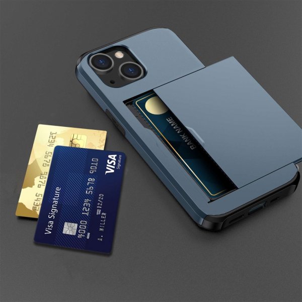 iPhone 14 Deksel Card Slide Blå