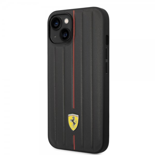 Ferrari iPhone 14 Deksel Embossed Stripes Rød