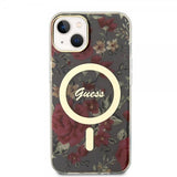 Guess iPhone 14 Deksel Flower MagSafe Kaki