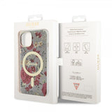 Guess iPhone 14 Deksel Flower MagSafe Kaki