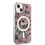 Guess iPhone 14 Deksel Flower MagSafe Rosa
