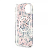 Guess iPhone 14 Deksel Flower MagSafe Rosa