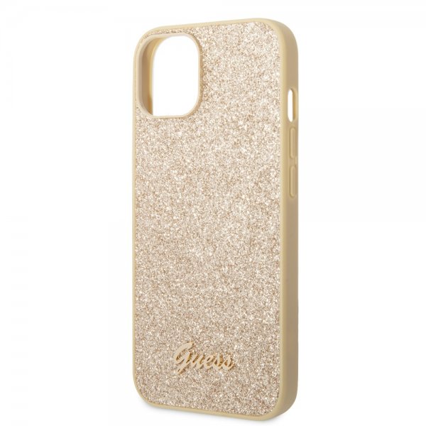 Guess iPhone 14 Deksel Glitter Flakes Metal Logo Gull